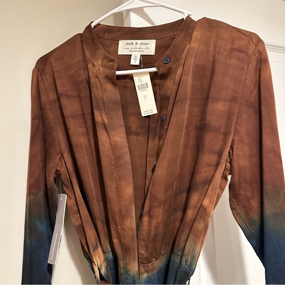 NWT Anthropologie Cloth & Stone Ombre Tie Dye button down dress - Picture 10 of 11